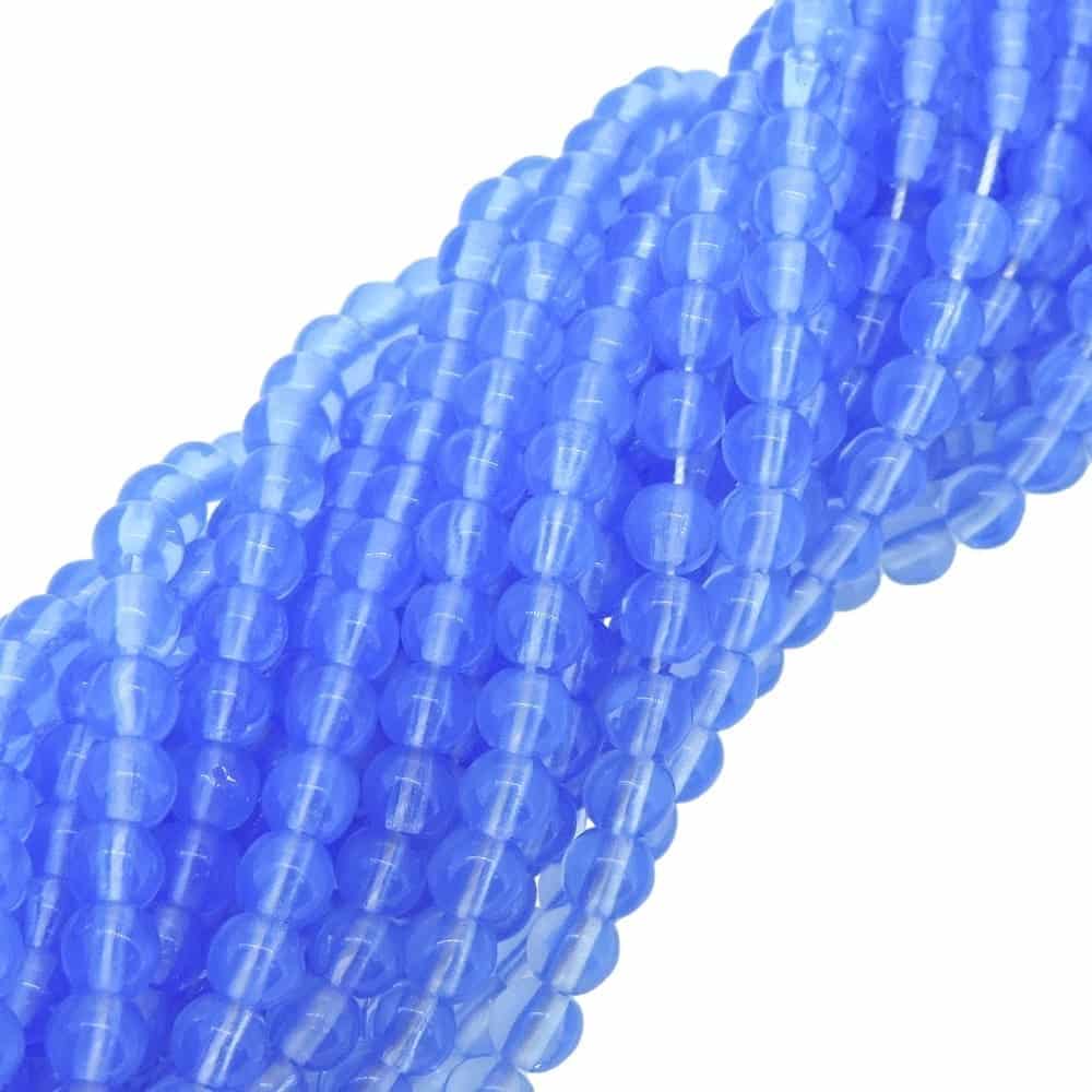 Round Beads 4mm Czech Glass Druk – Opal Blue