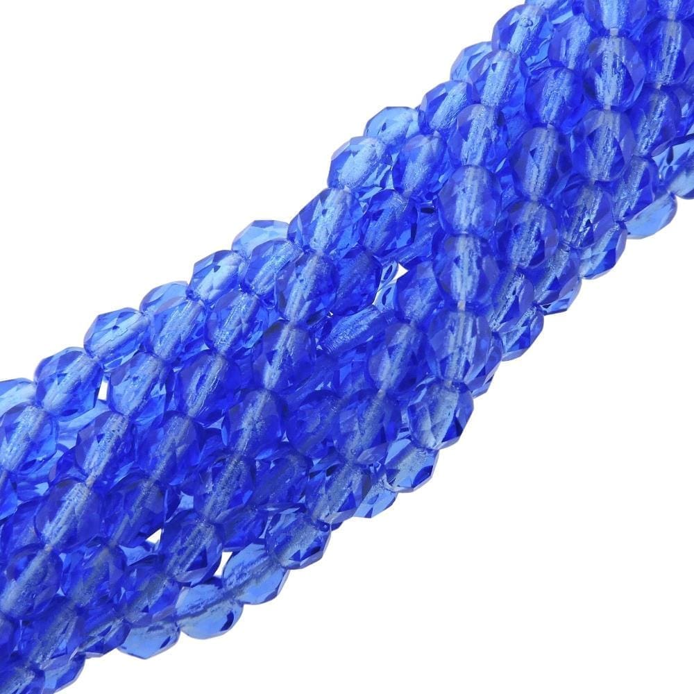 Fire Polished 4mm Faceted Round Beads 100pcs – Sapphire Blue