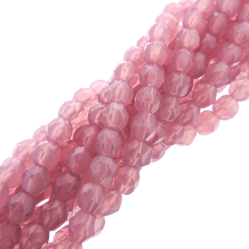 Fire Polished 4mm Faceted Round Beads 100pcs – Milky Pink