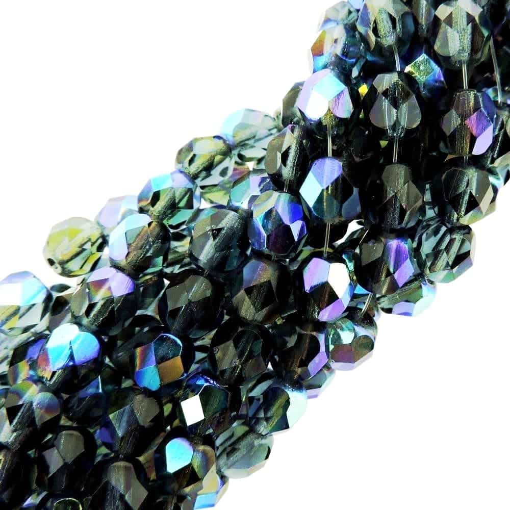 Fire Polished Faceted 6mm Round Beads 6-Inch Strand – Montana AB