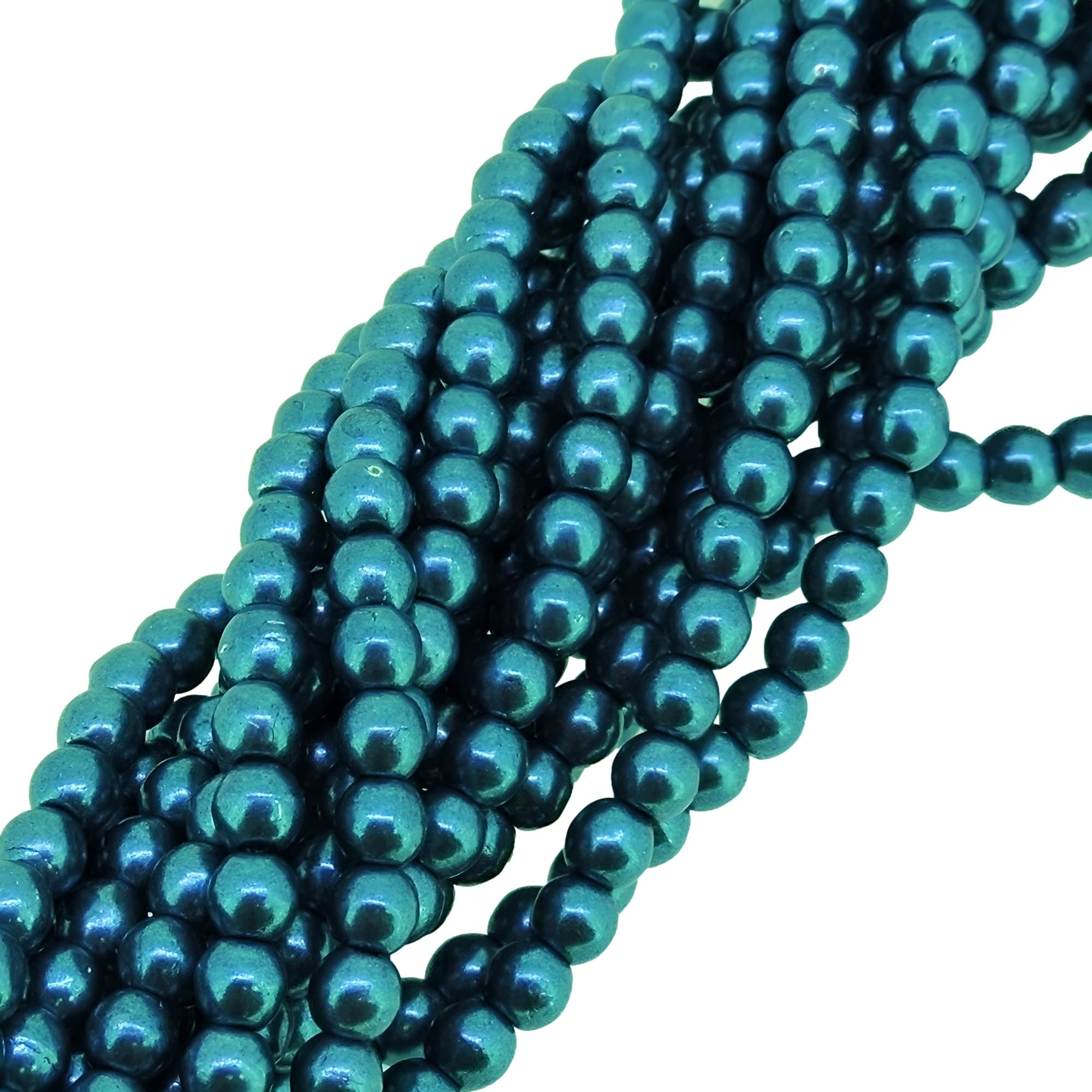 Round Beads 3mm Czech Glass Druk – Saturated Metallic Quatzal Green 100pcs