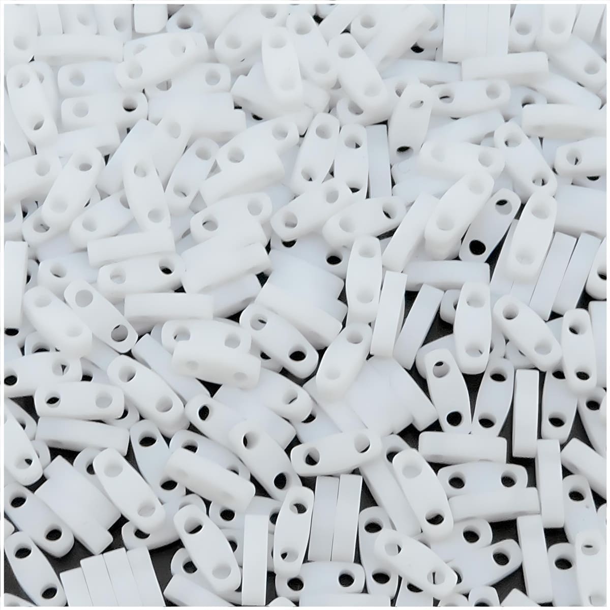 Miyuki Quarter Tila Beads 2-Hole 5×1.5mm Matte White 7.2GM