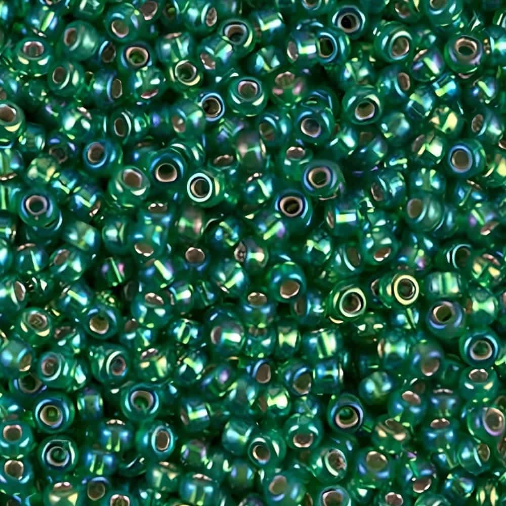 Miyuki Round Seed Beads Size 11/0 Silver Lined Green AB 24GM