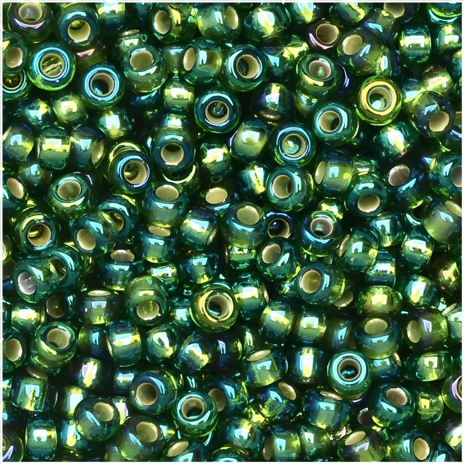 Miyuki Round Seed Beads Size 11/0 Silver Lined Olive Green AB 24GM
