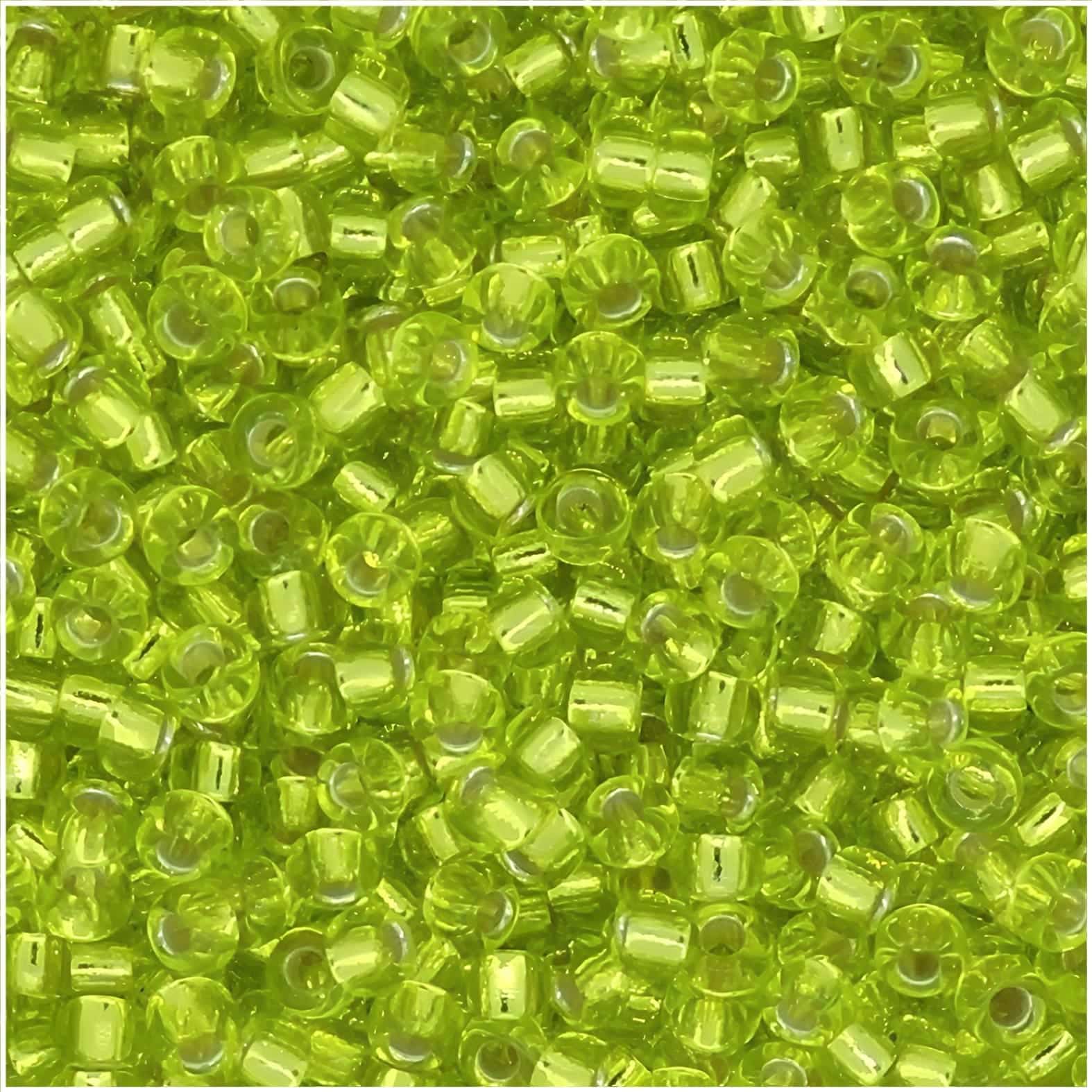 Miyuki Round Seed Beads Size 11/0 Silver Lined Chartreuse Green 24GM