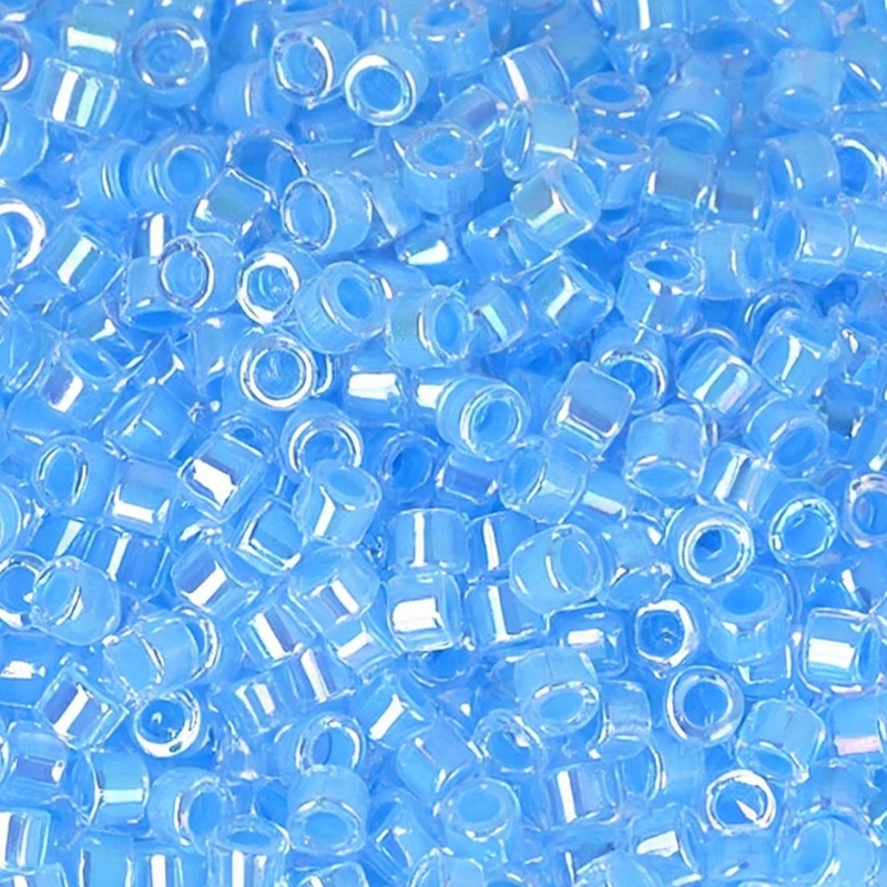 DB0076 Miyuki Delica Seed Beads 11/0 Light Blue Lined Crystal AB 7.2GM