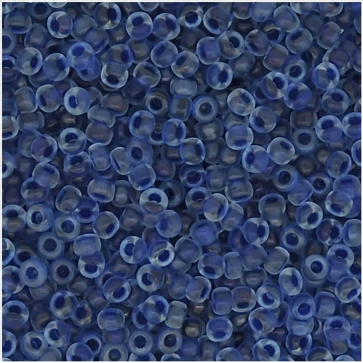 Miyuki Round Seed Beads Size 11/0 Semi-Matte Blue Lined Crystal Luster 24GM