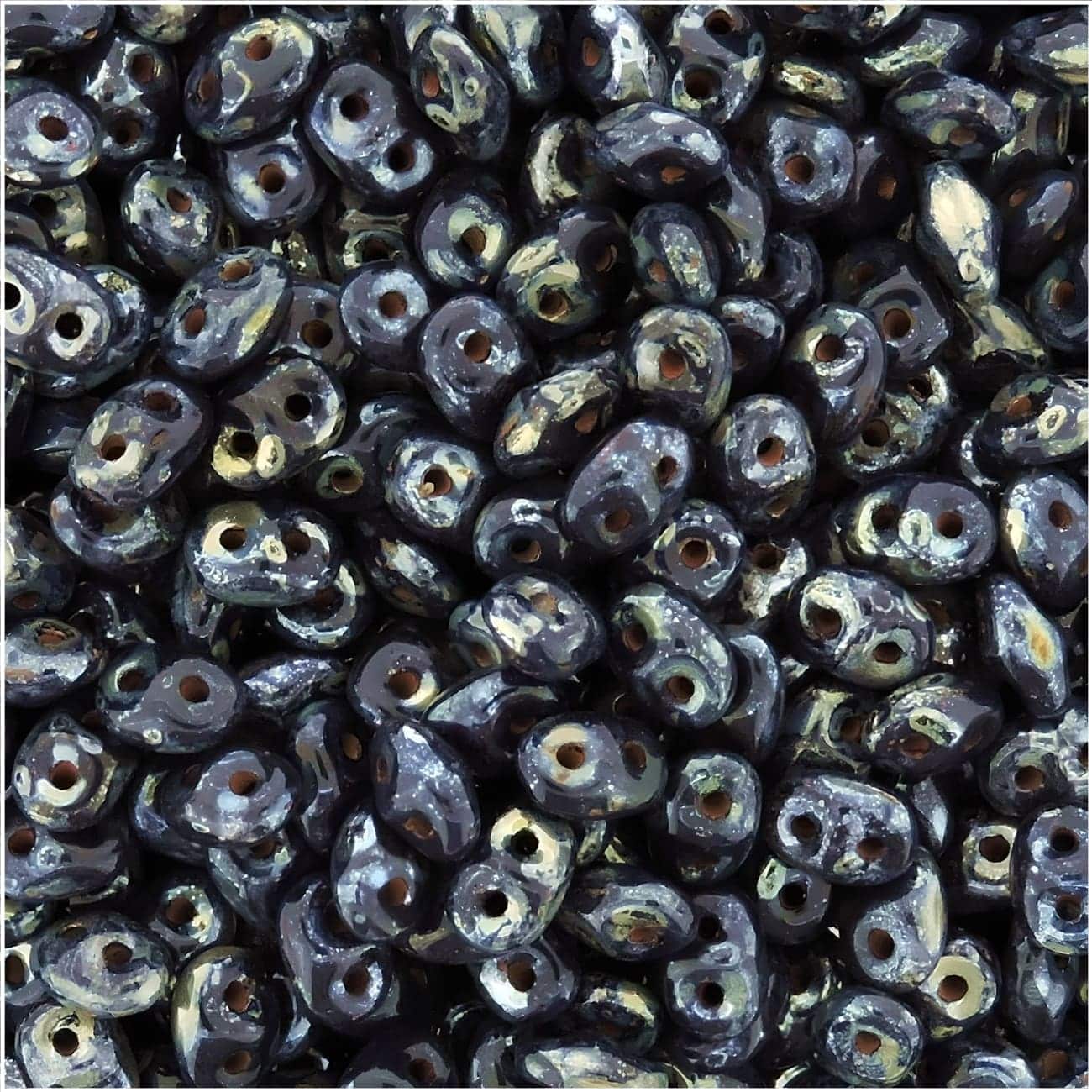 SuperDuo Beads Two-hole 5×2.5mm Opaque Blue Picasso 22.5GM