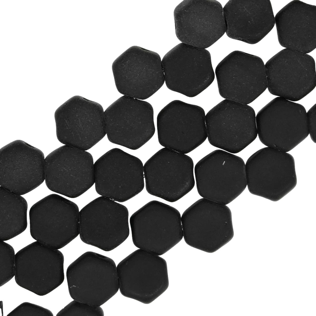 Honeycomb Beads 2-Hole Czech Glass 6mm 30pcs Matte Jet Black