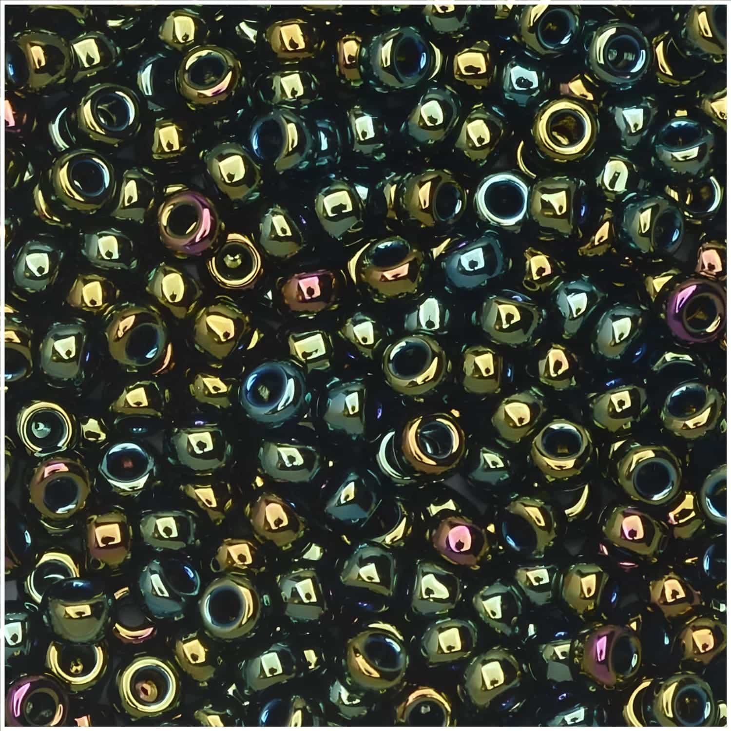 Miyuki Round Seed Beads Size 11/0 Metallic Green Iris 24GM