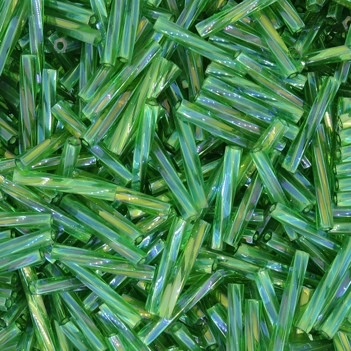Miyuki Twisted Bugle Beads, 2x12mm, 13GM Transparent Green AB
