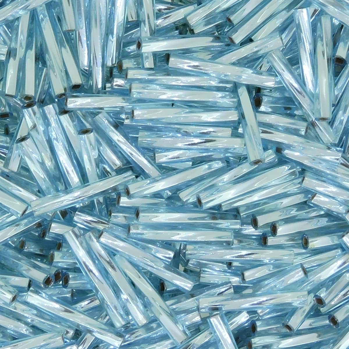 Miyuki Twisted Bugle Beads, 2x12mm, 13GM Silver Lined Aqua Blue