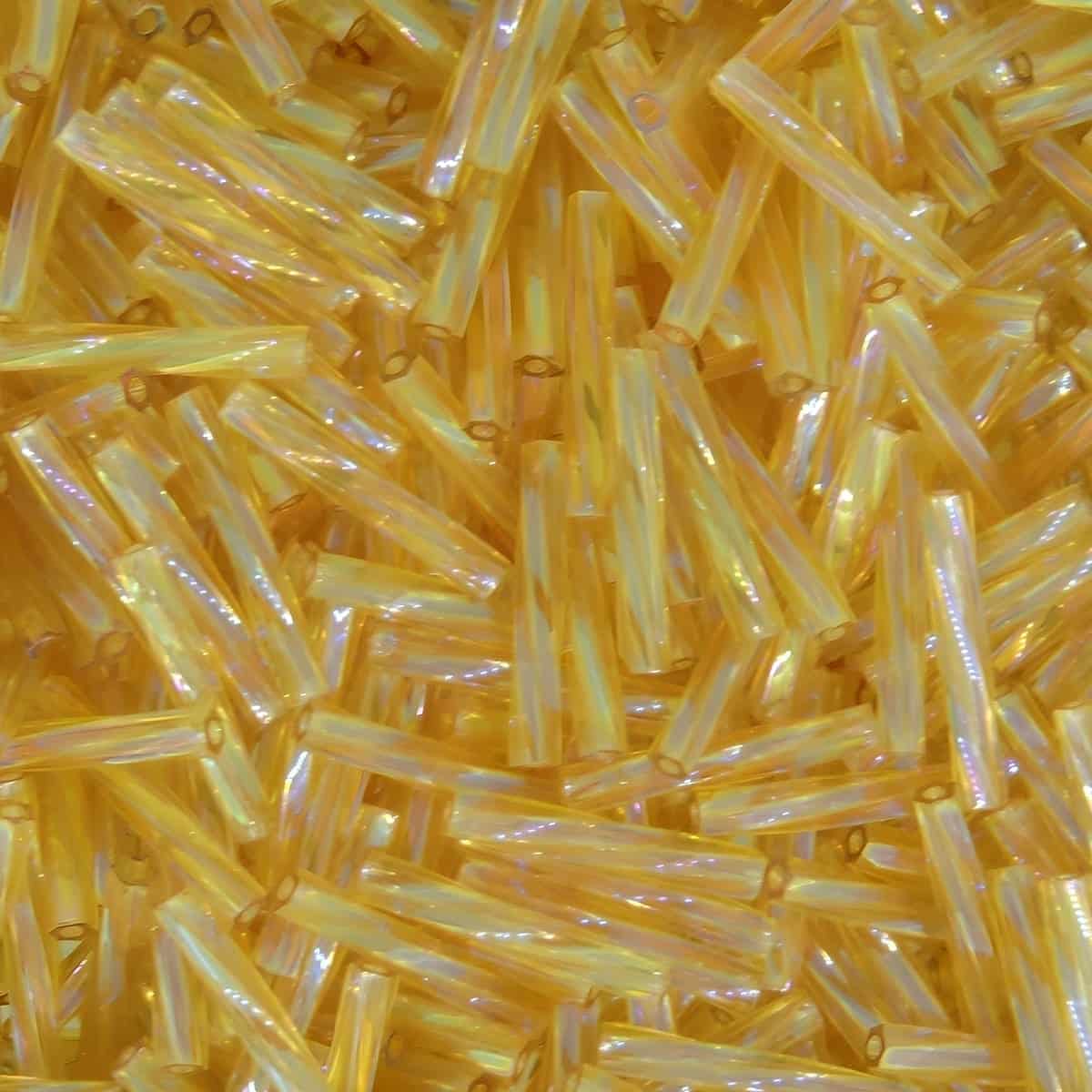 Miyuki Twisted Bugle Beads, 2x12mm, 13GM Transparent Light Gold AB