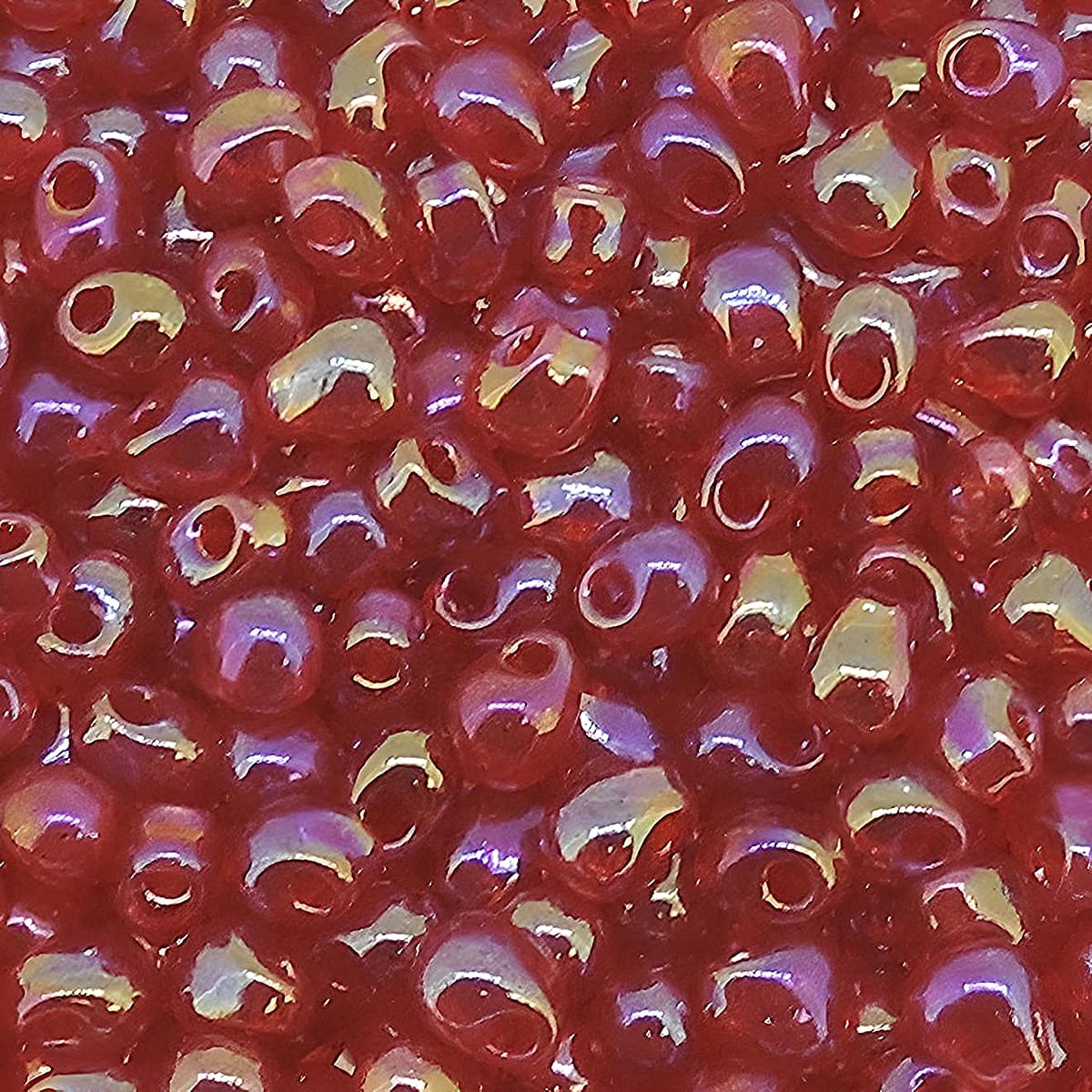 Miyuki Drop Beads 3.4mm 9GM Transparent Red AB