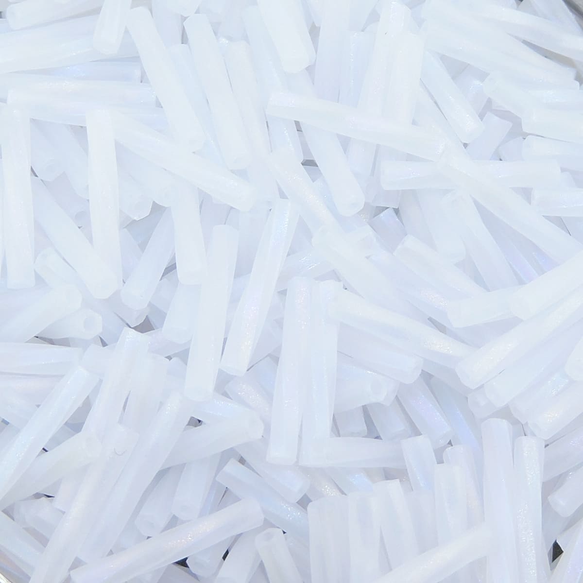 Miyuki Twisted Bugle Beads, 2x12mm, 13GM Matte Crystal AB