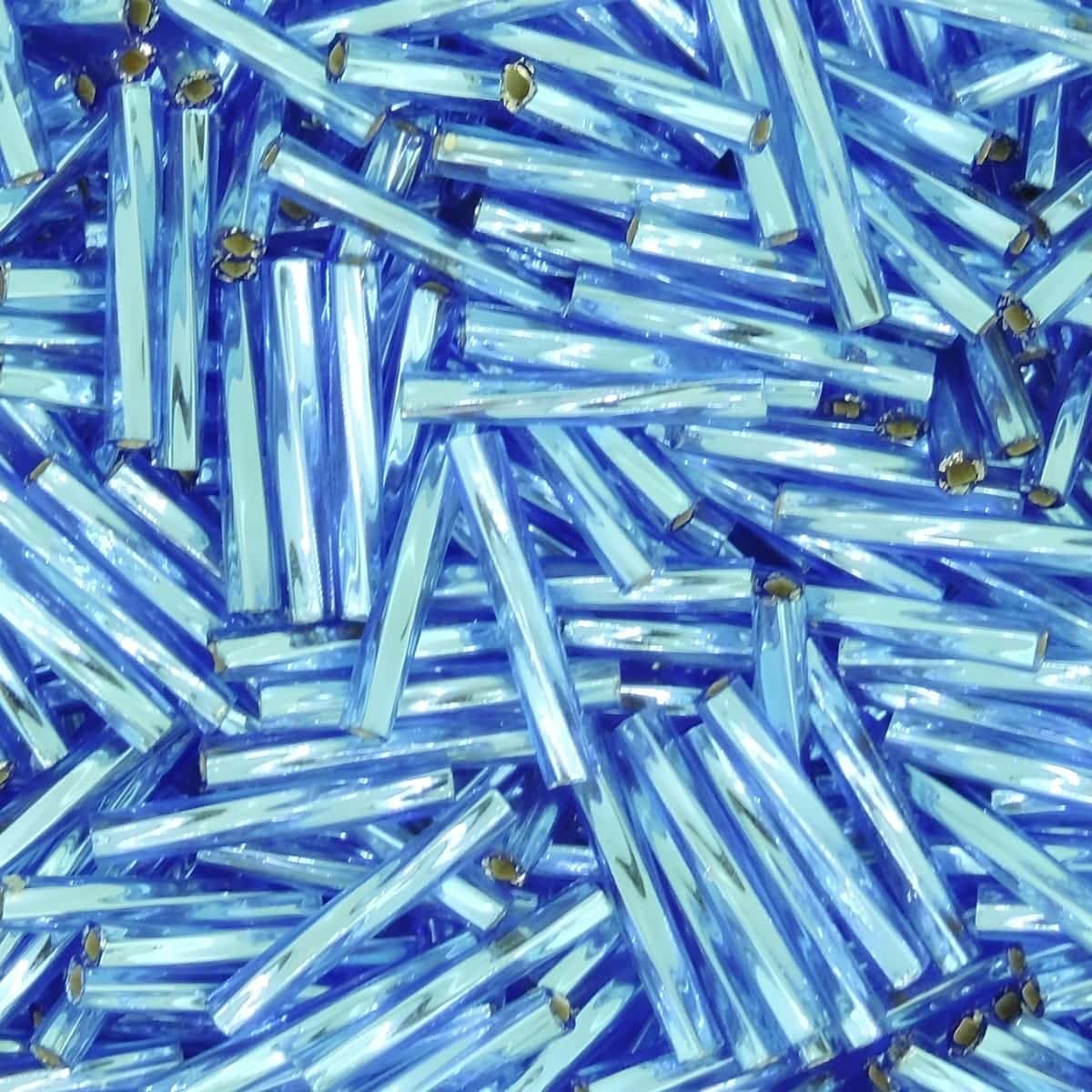 Miyuki Twisted Bugle Beads, 2x12mm, 13GM Silver Lined Sapphire Blue