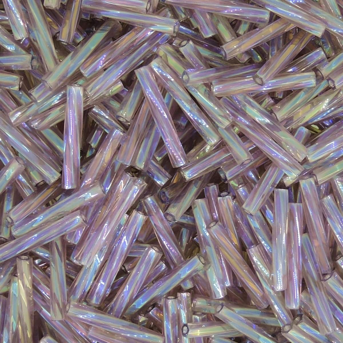 Miyuki Twisted Bugle Beads, 2x12mm, 13GM Transparent Mauve AB