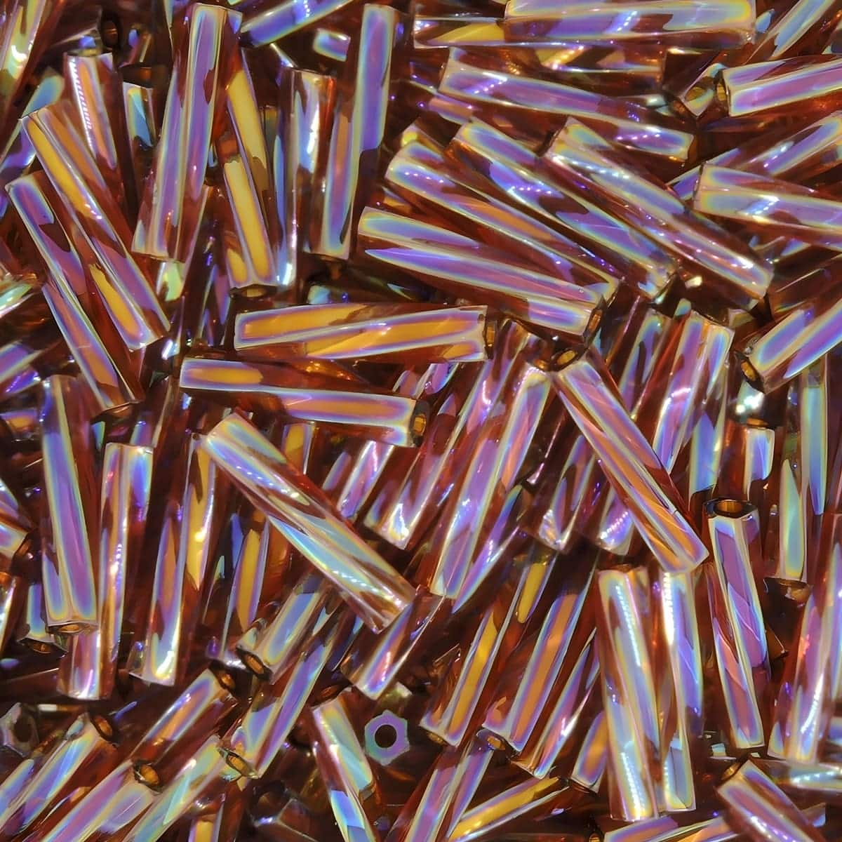 Miyuki Twisted Bugle Beads 2.7mm x 12mm, 16GM Transparent Amber AB