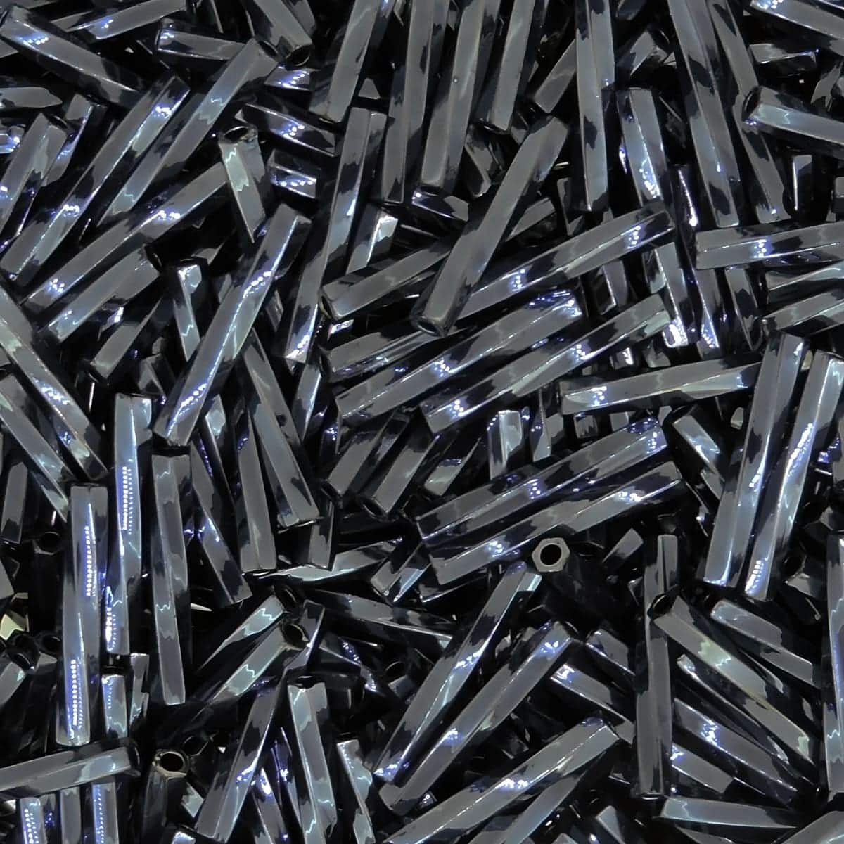 Miyuki Twisted Bugle Beads, 2x12mm, 13GM Metallic Hematite