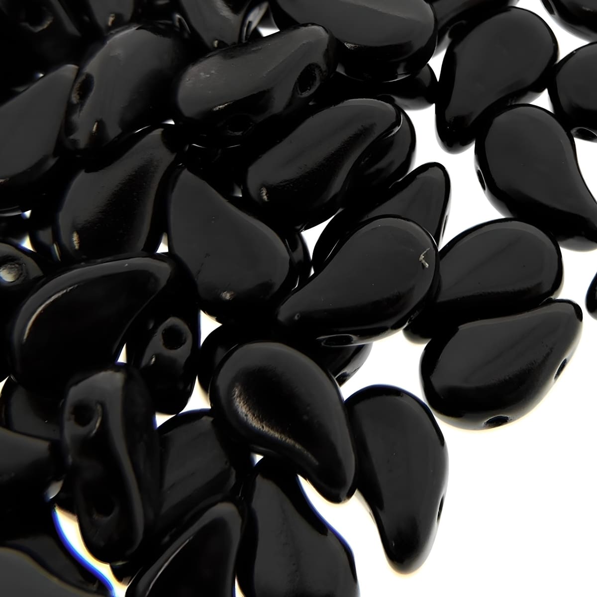 Paisley Duo Beads Czech Glass 8x5mm 10GM Jet Black