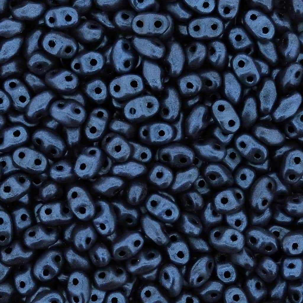 MiniDuo Two-hole Beads 4x2mm Metallic Suede Blue 8GM