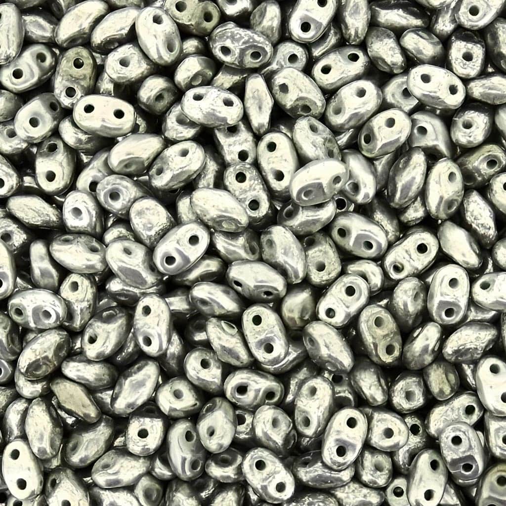 MiniDuo Two-hole Beads 4x2mm Jet Silver Pastel Matte 8GM