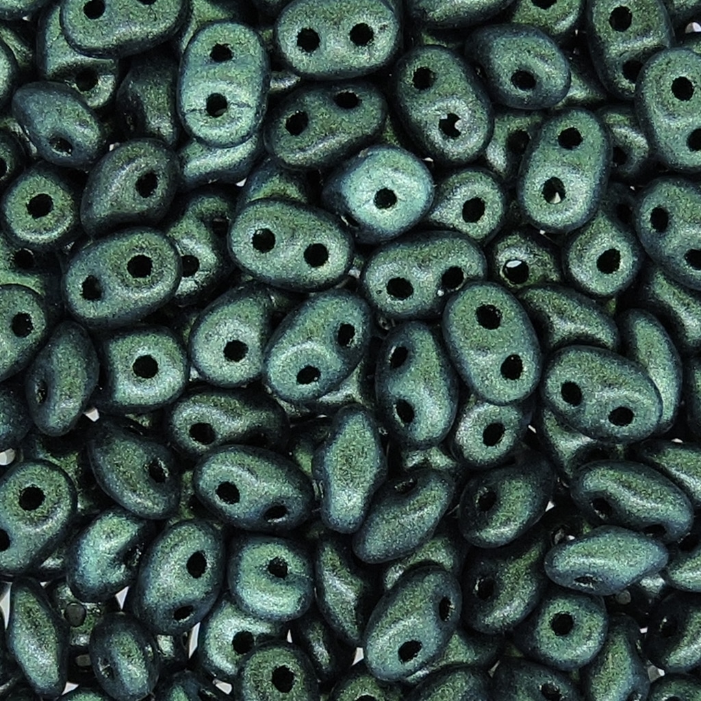 SuperDuo Beads Two-hole 5×2.5mm Polychrome Viridian 22.5GM