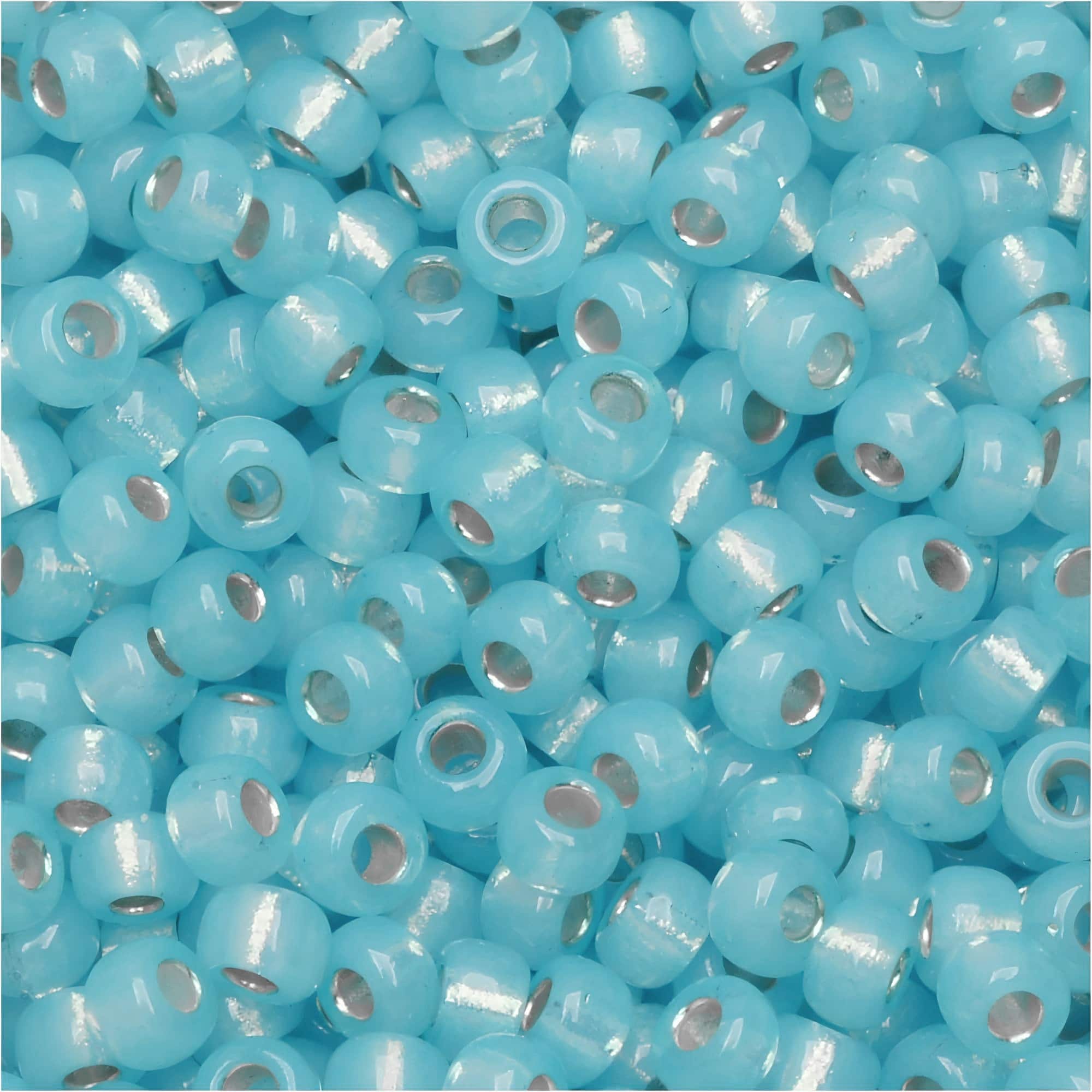 Miyuki Round Seed Beads Size 8/0 Aqua Silver Lined Alabaster 22GM