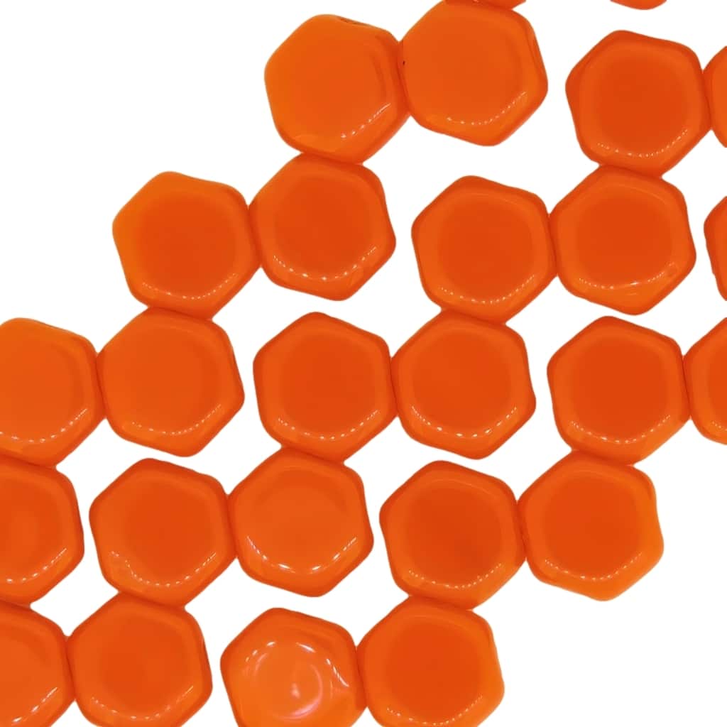 Honeycomb Beads 2-Hole Glass 6mm 30pcs Orange