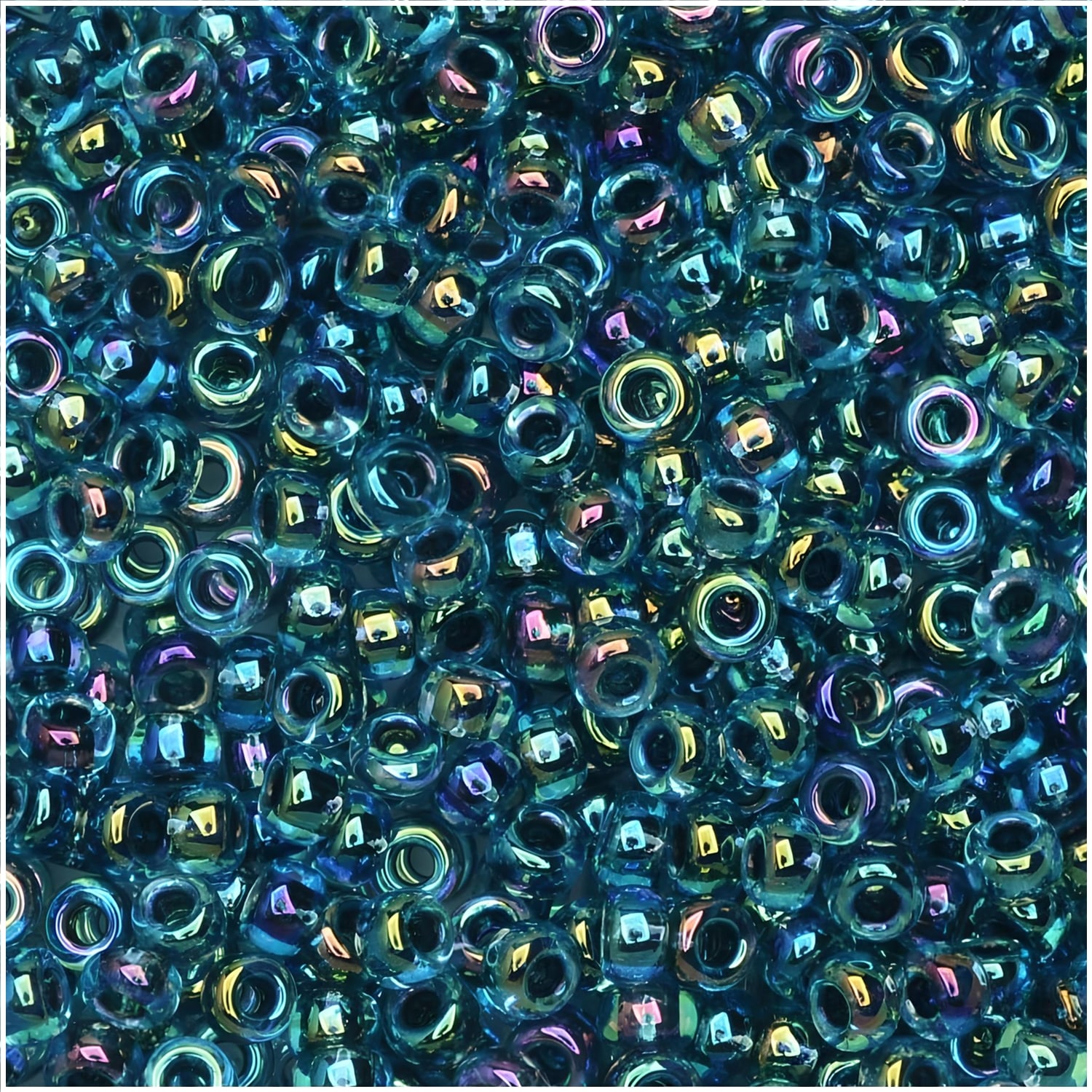 Miyuki Round Seed Beads Size 11/0 Blue Lined Aqua AB 24GM