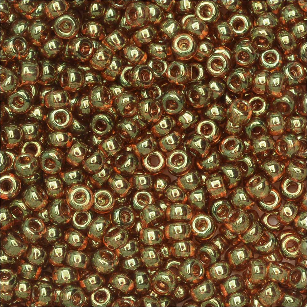 Miyuki Round Seed Beads Size 15/0 Topaz with Gold Luster
