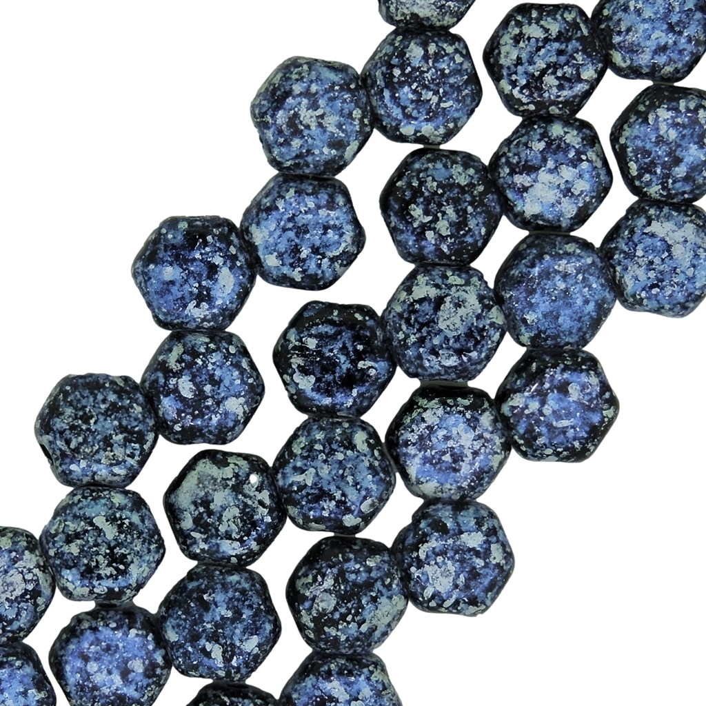 Honeycomb Beads 2-Hole Glass 6mm 30pcs Tweedy Blue