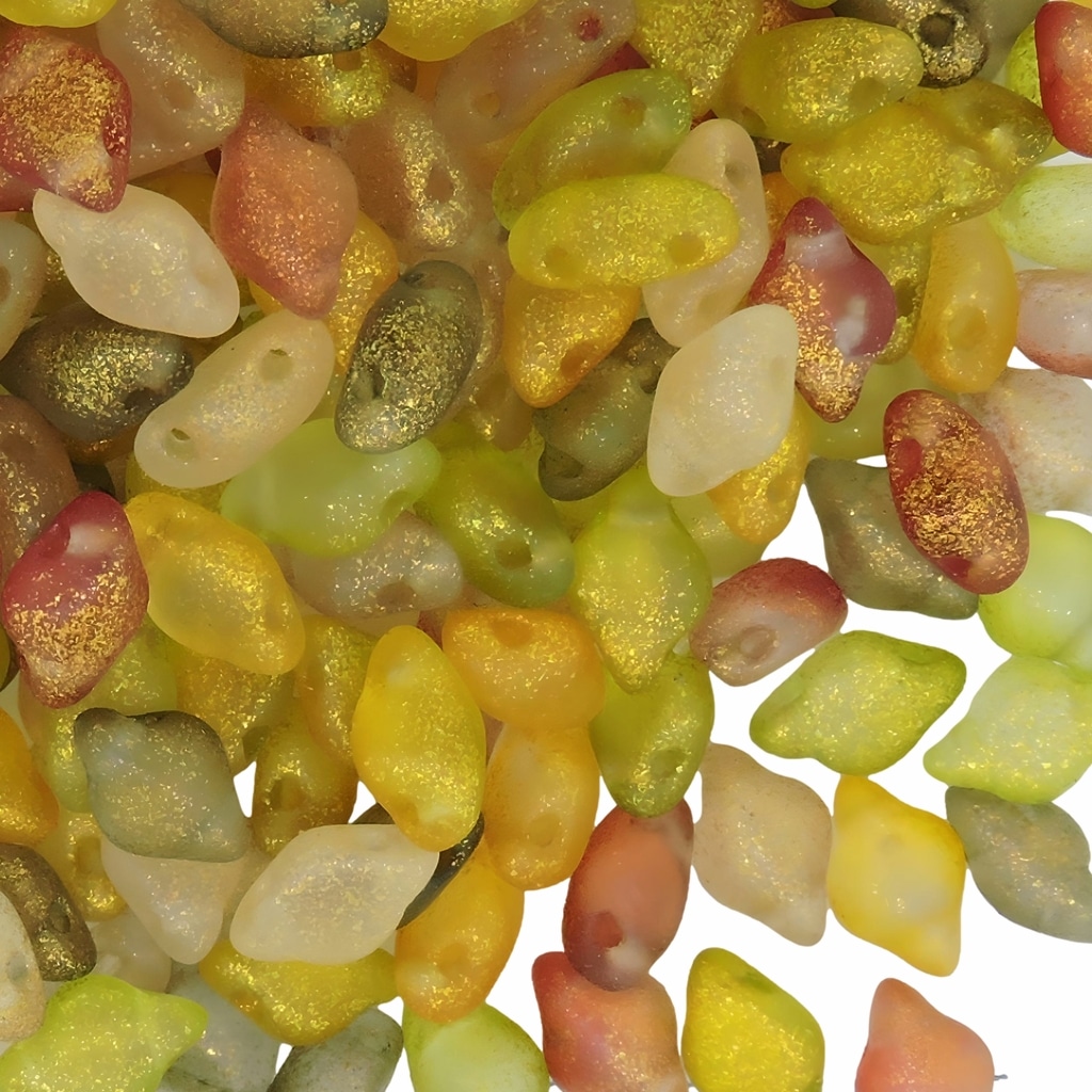 GemDuo Beads 2-Hole 8x5mm 10GM – Frozen Matte Fallen Leaves Mix