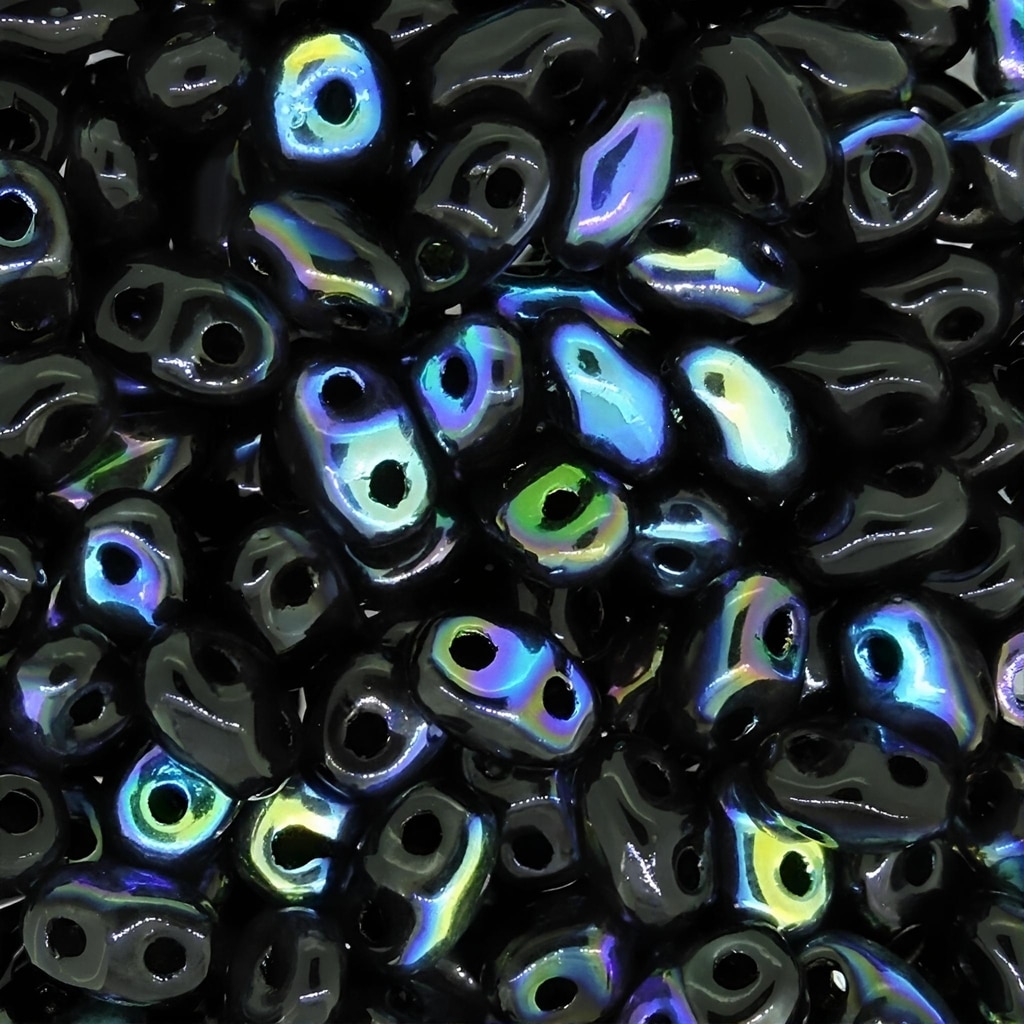 MiniDuo Two-hole Beads 4x2mm Jet Black AB 8GM
