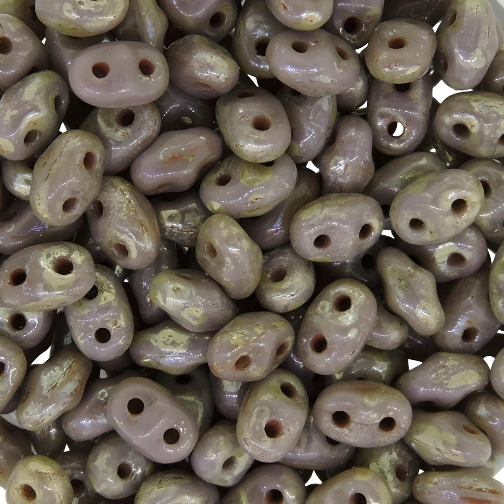 MiniDuo Two-hole Beads 4x2mm Opaque Violet Picasso 8GM