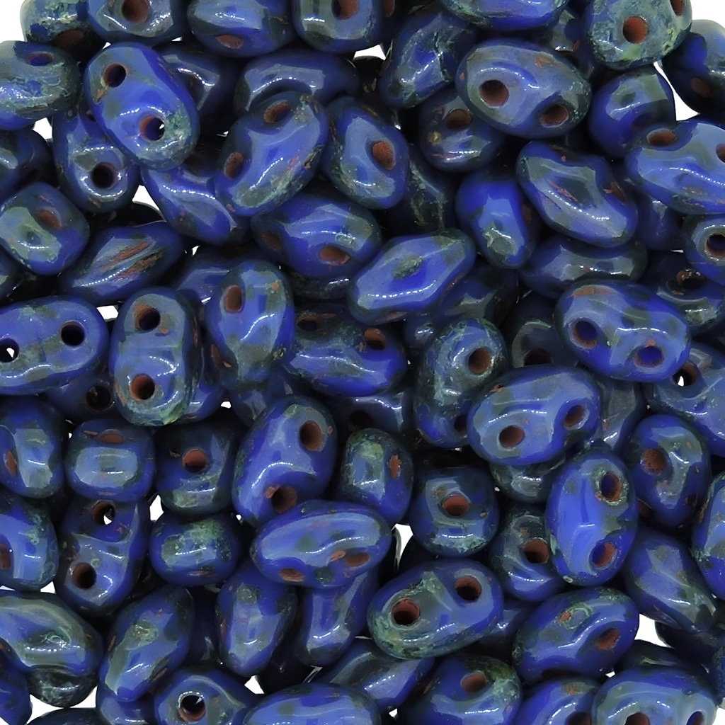MiniDuo Two-hole Beads 4x2mm Blue Picasso 8GM