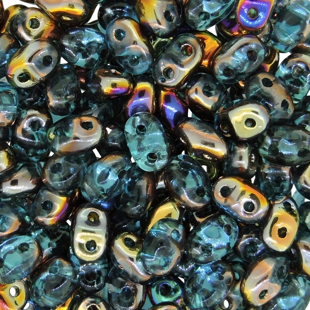 MiniDuo Two-hole Beads 4x2mm Aqua Sliperit 8GM