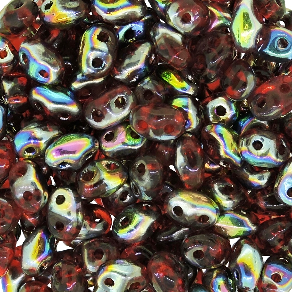 MiniDuo Two-hole Beads 4x2mm Ruby Vitrail 8GM