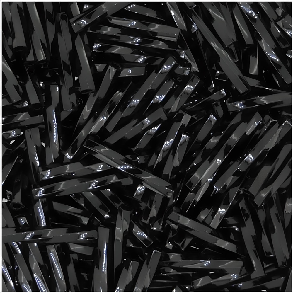 Miyuki Twisted Bugle Beads 2x12mm 50GM BULK Opaque Black