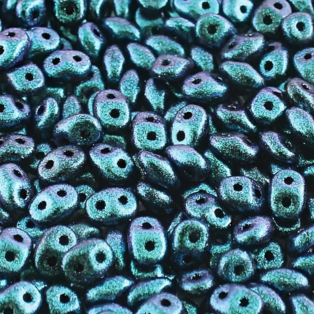 SuperDuo Beads Two-hole 5×2.5mm Polychrome Capri Blue 22.5GM