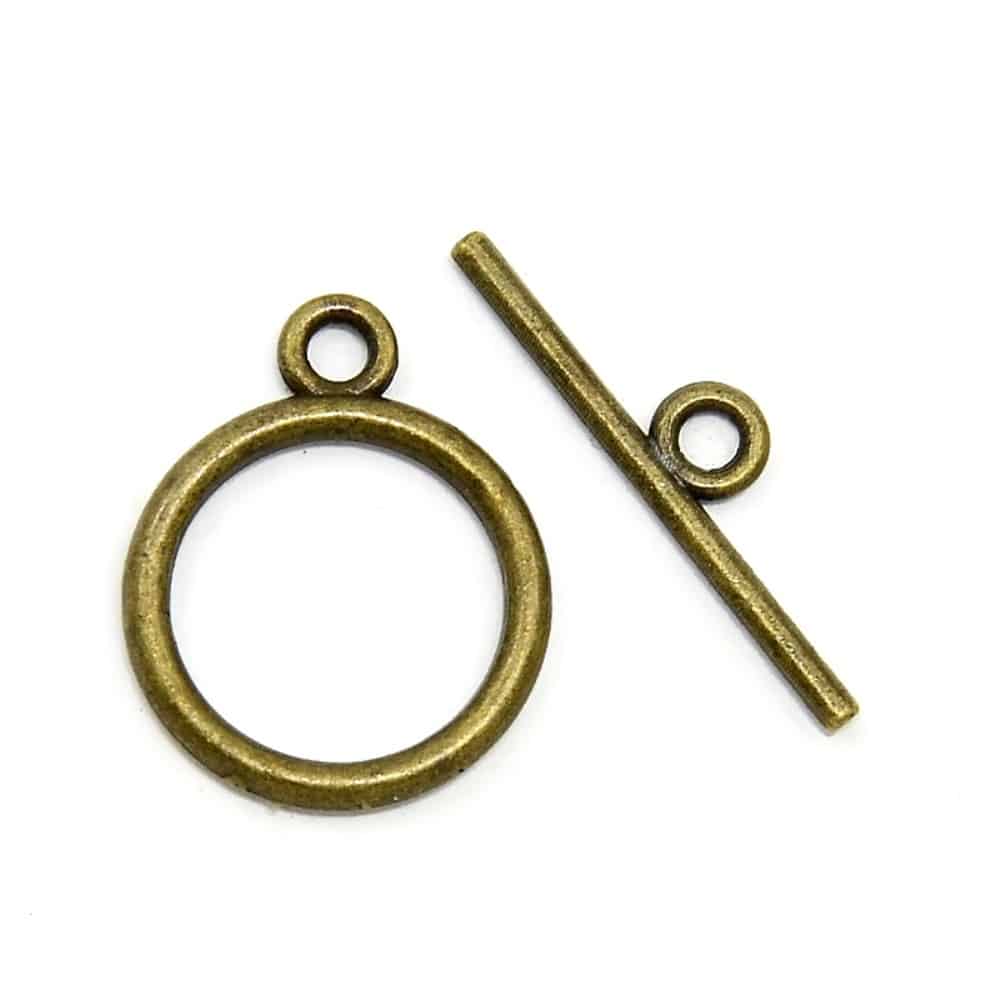 Toggle Clasps Round 15x2mm 20 Sets Antique Bronze