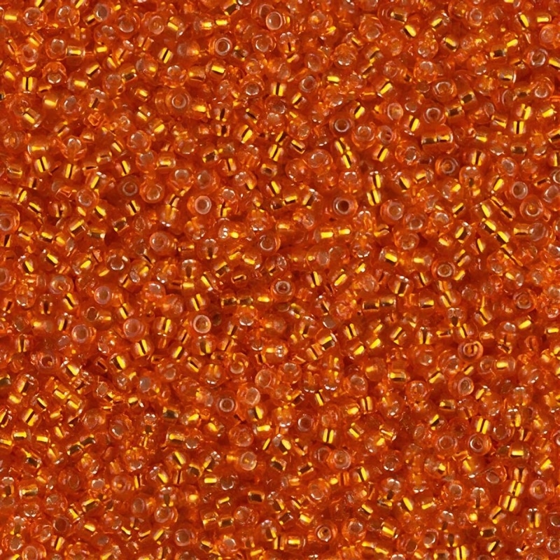 Miyuki Round Seed Beads Size 15/0 Silver Lined Orange