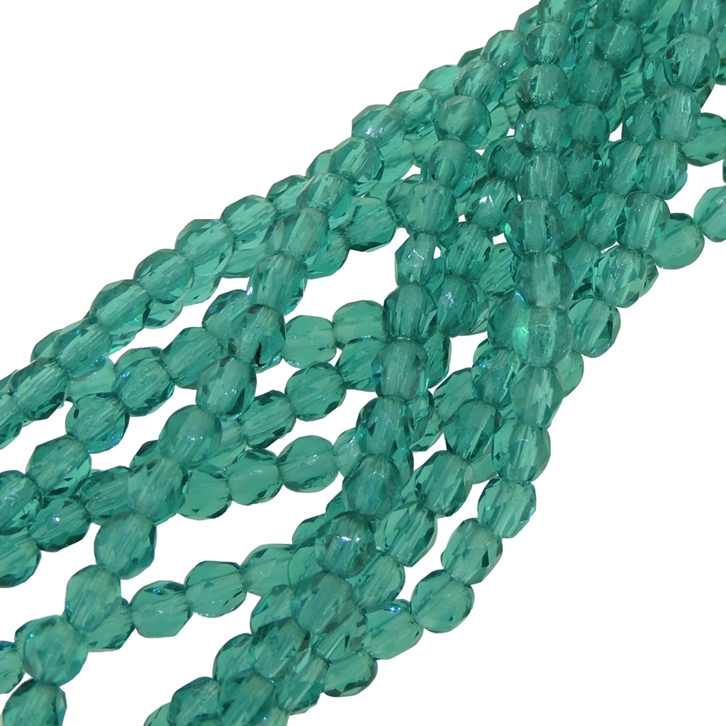 Fire Polished Faceted 3mm Round Beads 50pcs – Viridian