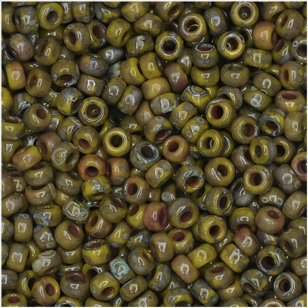 Miyuki Round Seed Beads Size 11/0 Picasso Opaque Yellow 23GM