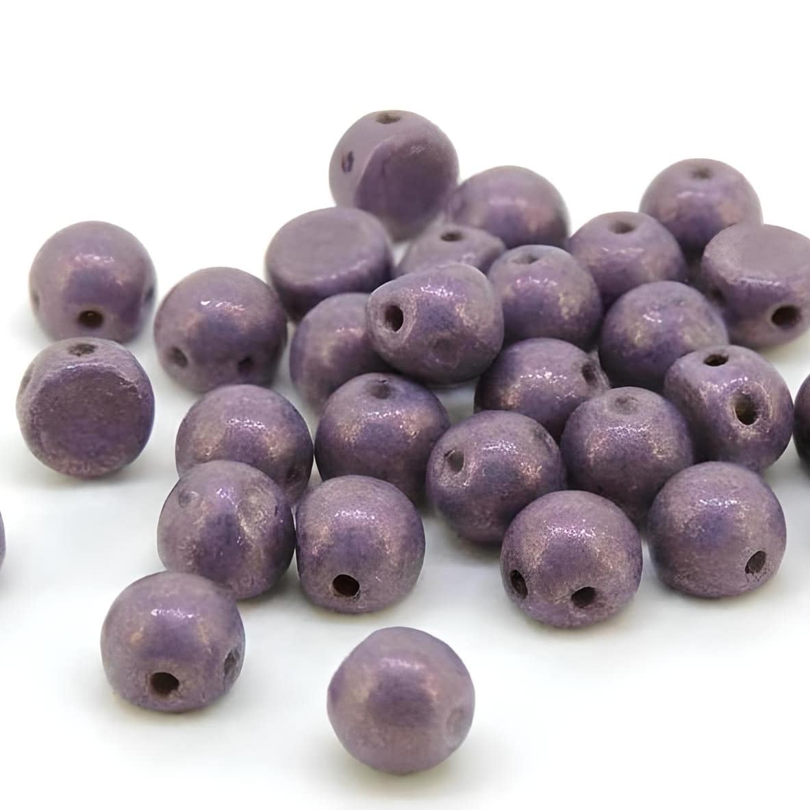 Cabochon Beads 2-Hole 6mm 20pcs – Chalk Vega Luster