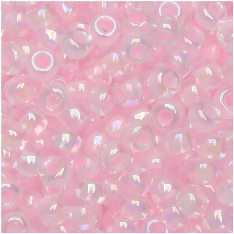 Miyuki Round Seed Beads Size 11/0 50GM Bulk Pink Lined Crystal AB