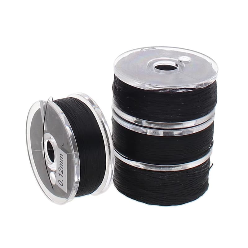 Nyline Beading Thread Black Assorted Sizes 0, 00, B, D