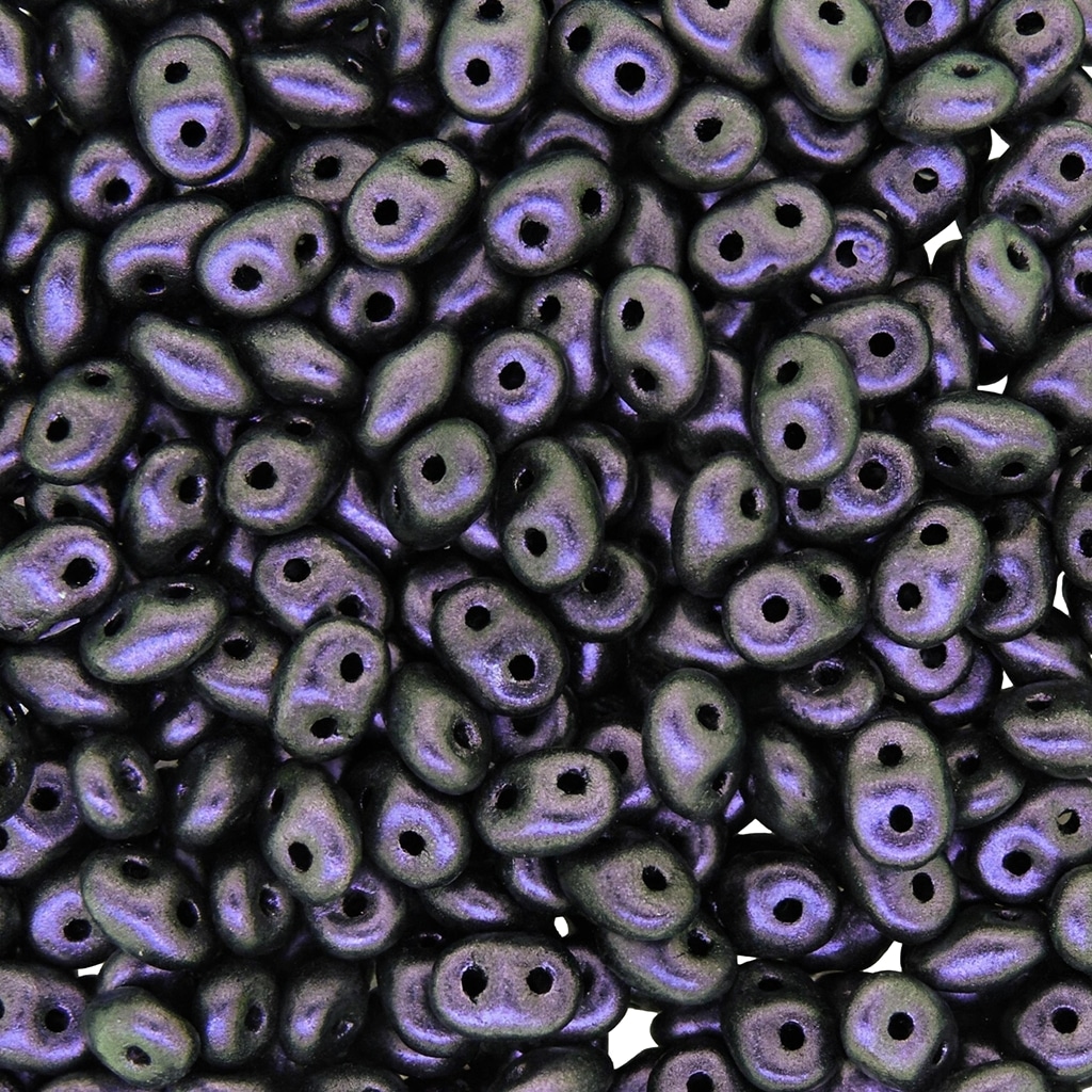 SuperDuo Beads Two-hole 5×2.5mm Polychrome Black Raspberry 22.5GM