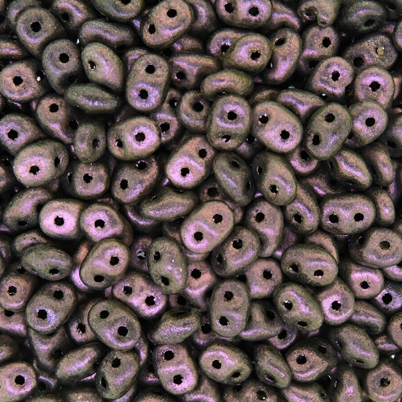 SuperDuo Beads Two-hole 5×2.5mm Polychrome Dark Violet 22.5GM