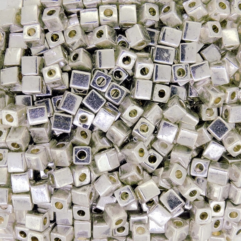 Miyuki Square Cube Beads 4mm Galvanized Silver 20GM